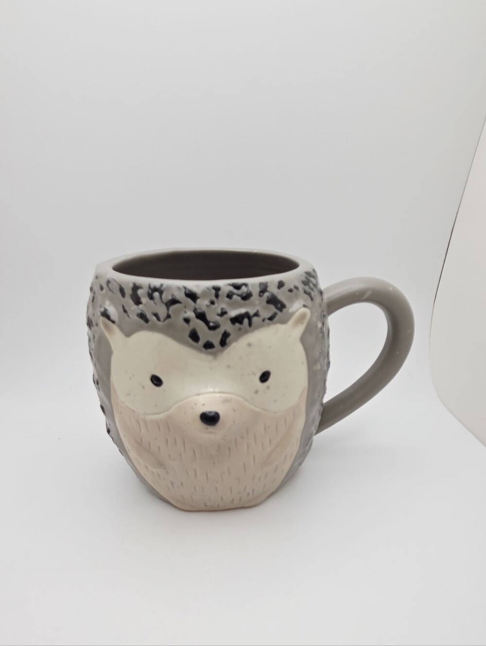 Indigo Grey Hedgehog 3D Ceramic Mug | Textured Animal Coffee Cup